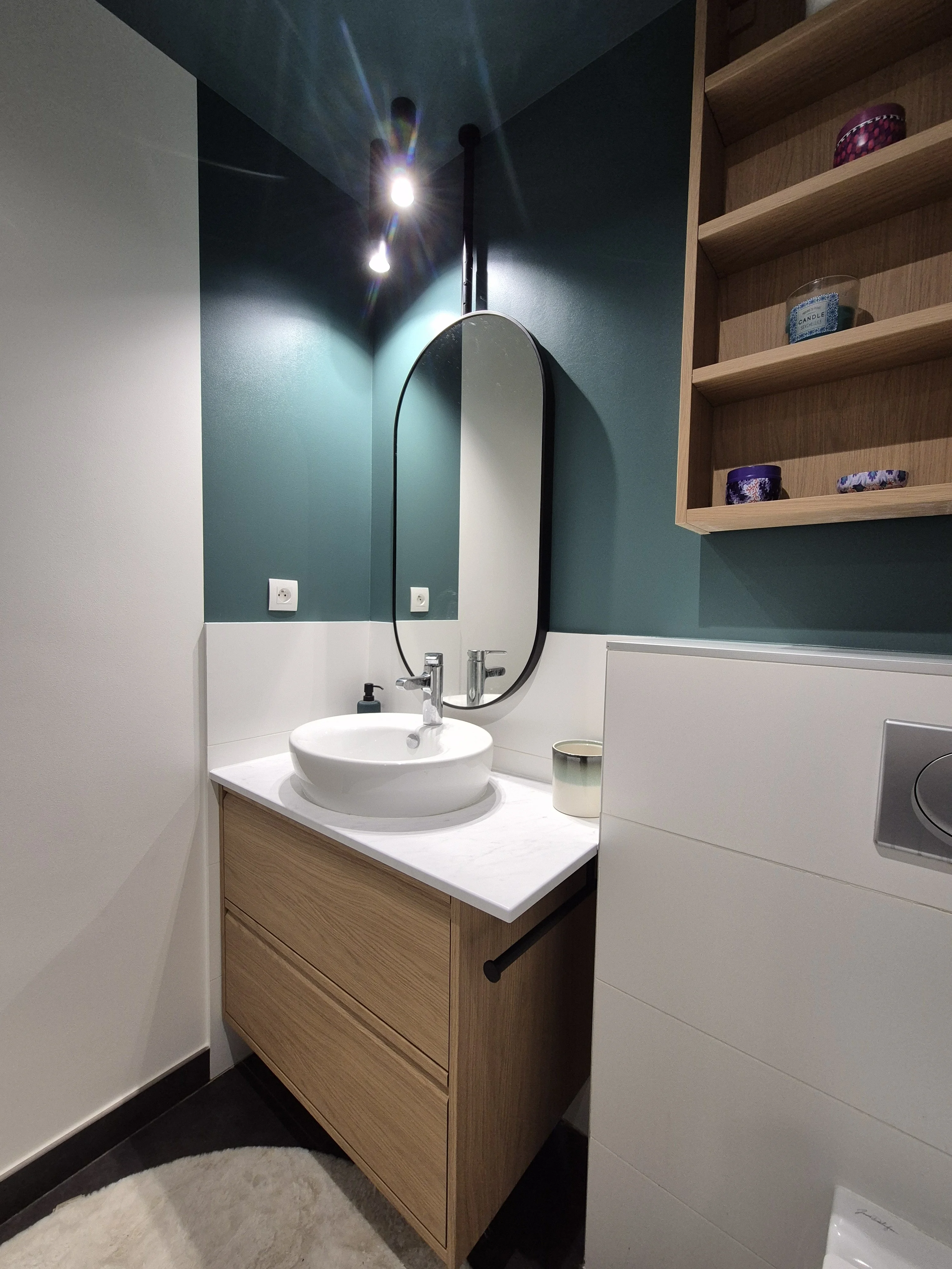 Projet Mévy — Salle d'eau, finitions robinetterie et vasque